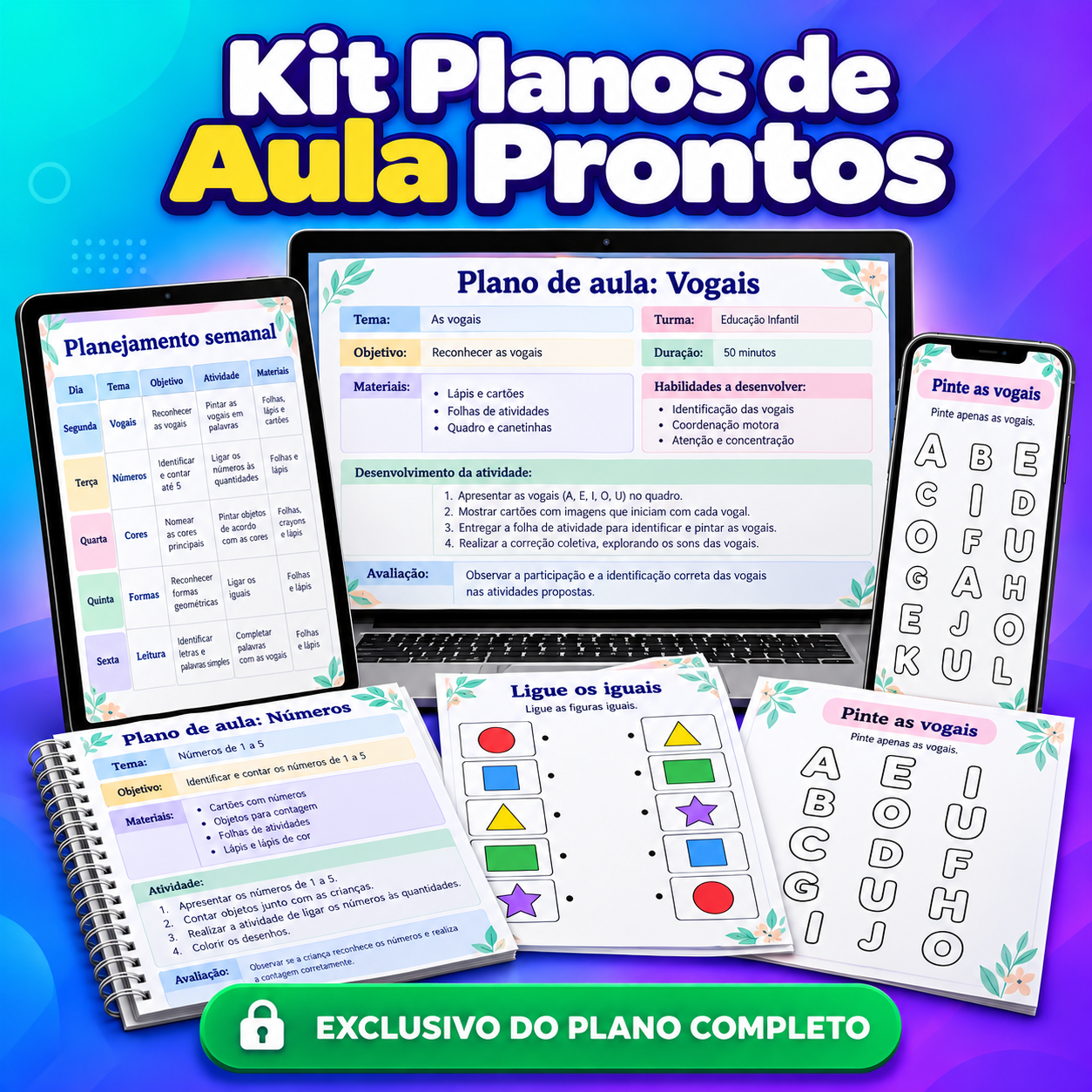 Prévia ilustrativa: Kit Planos de Aula Prontos